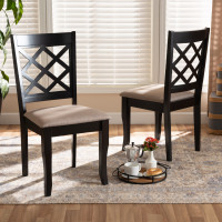 Baxton Studio RH330C-Sand/Dark Brown-DC-2PK Verner Modern and Contemporary Sand Fabric Upholstered Dark Brown Finished 2-Piece Wood Dining Chair Set